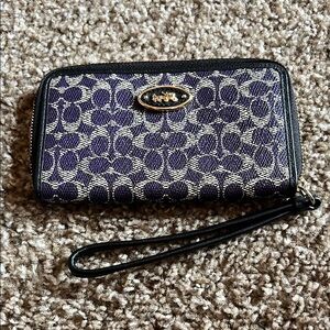 Coach Purple and Black Wristlet Wallet